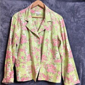 Christopher & Banks Floral Blazer in Green and Pink